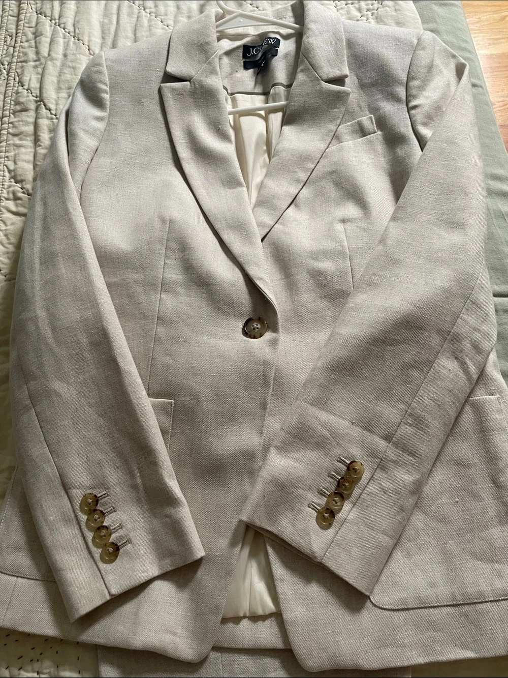 J. Crew Light Cream Single-Button Linen-Blend Blazer
